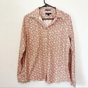 Lands' End No Iron Pinpoint Oxford Floral Button Down